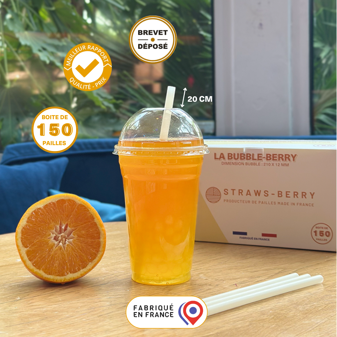 La BUBBLE-BERRY - Paille pour Bubble tea en fibres végétales françaises