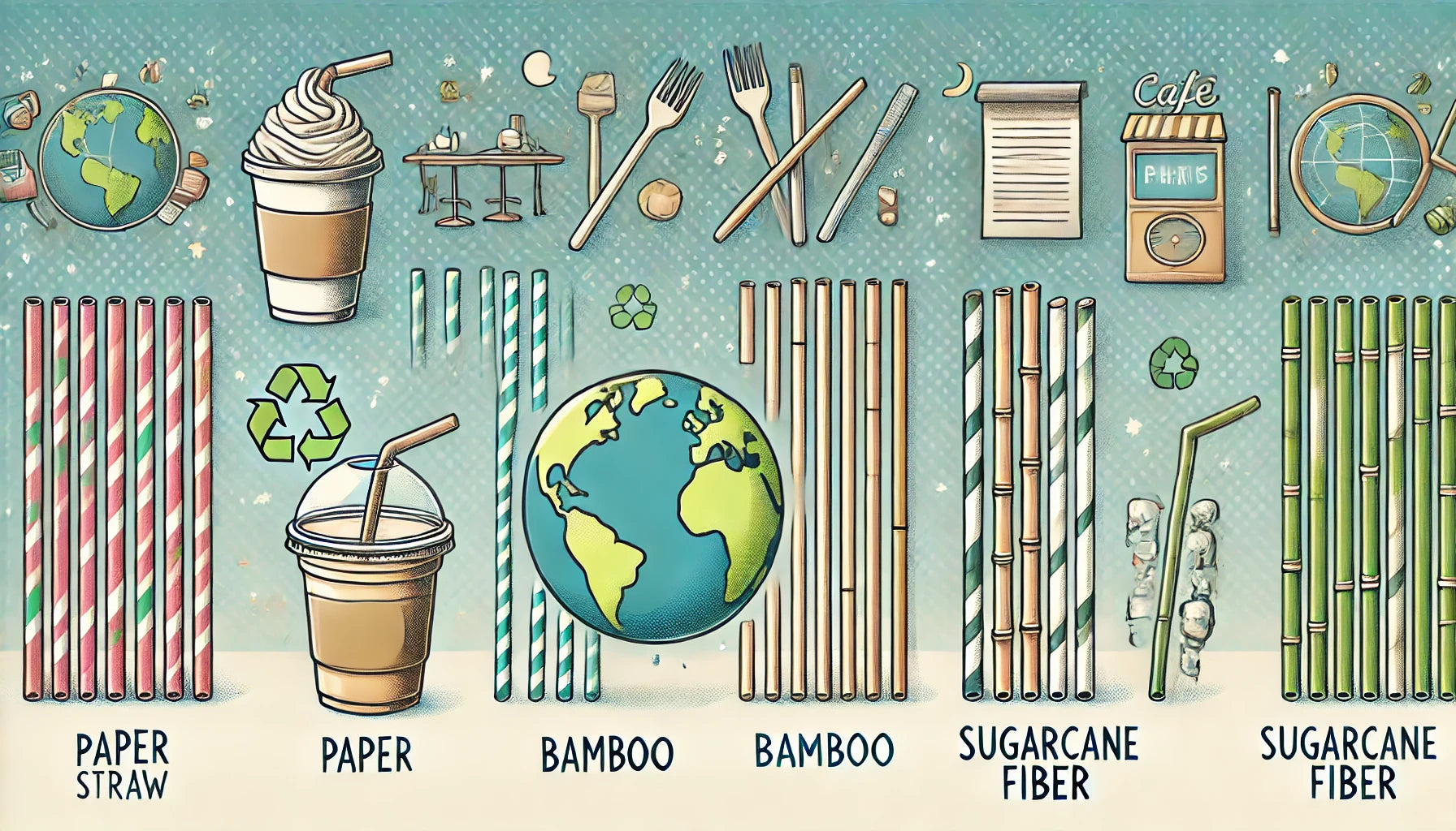 Comparaison des alternatives aux pailles plastique : papier, bambou et canne à Sucre